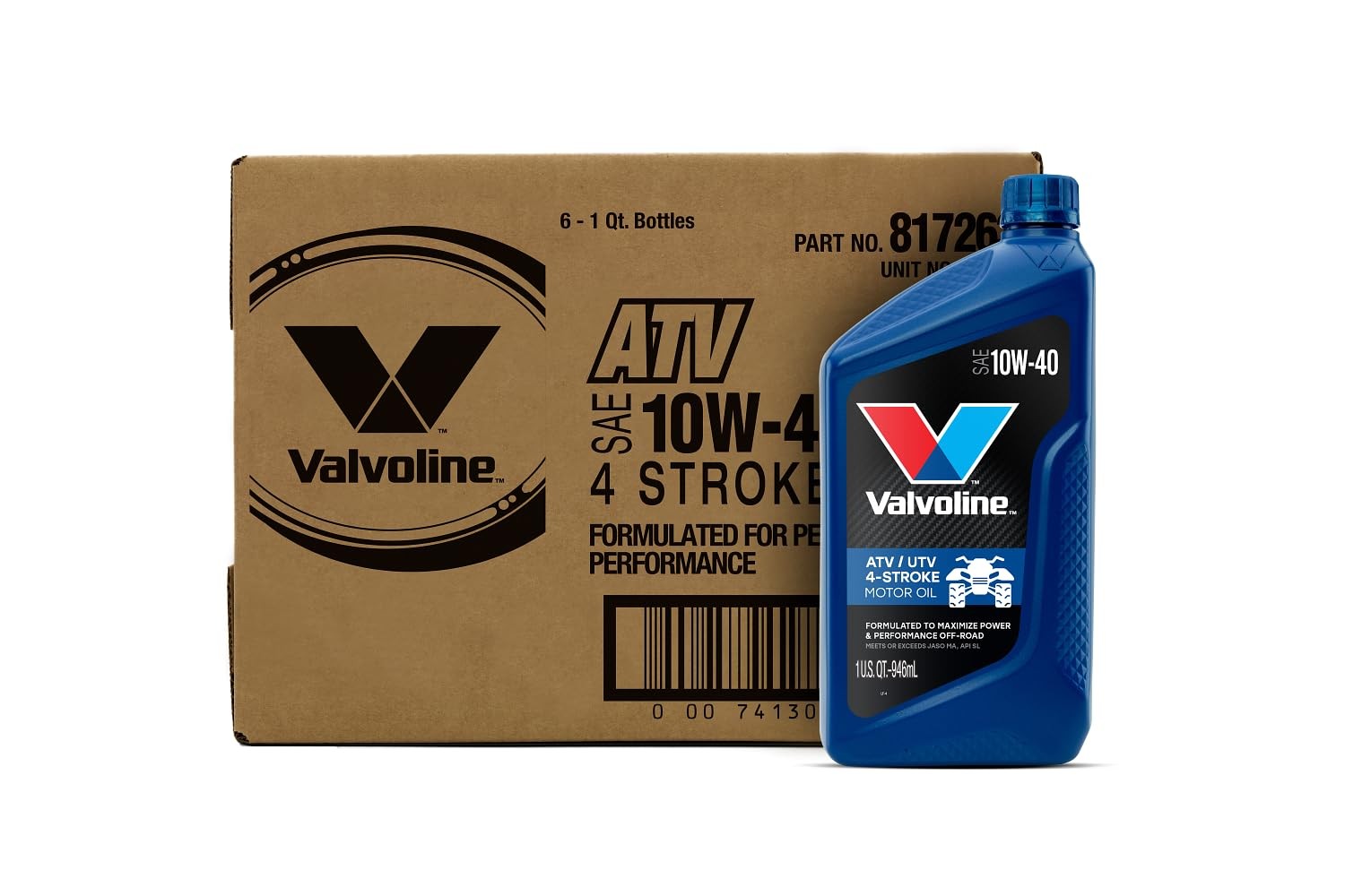 4Stroke ATV/UTV SAE 10W40 Motor Lube Engine Oil 1 QT Bottle Case Of 6 PCS