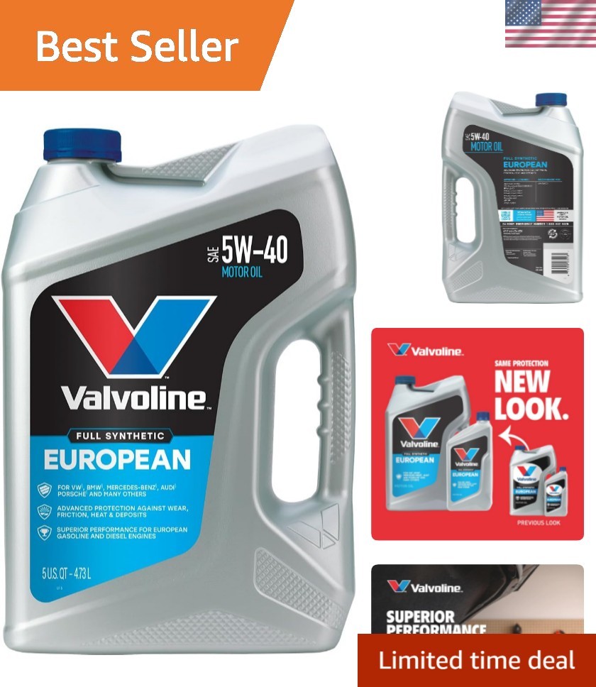 European Vehicle Full Synthetic SAE 5W-40 Motor Oil 5 QT