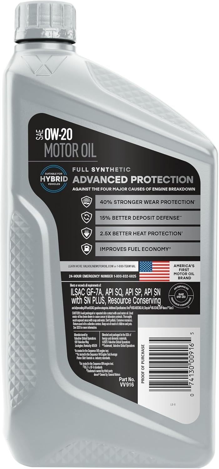 SAE 0W-20 Full Synthetic Motor Oil – 1 Quart for Ultimate Engine Care