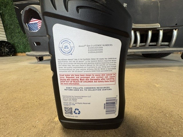 (4) GM AC Delco SAE 5W-30 DEXOS1 Gen3 Full Synthetic Motor Oil 1 Quart 19432321
