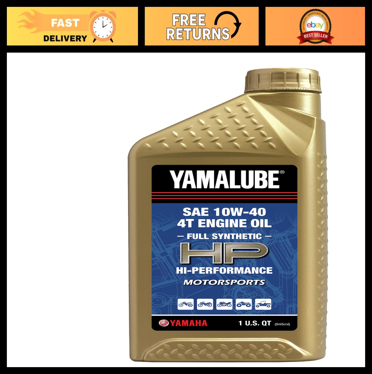 Full Synthetic 10W-40 HP Engine Oil – 1 Quart, High Performance, Motor Oil
