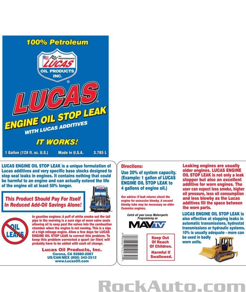 LUCAS OIL 10279 Engine Oil Stop Leak; Gallon-SALE