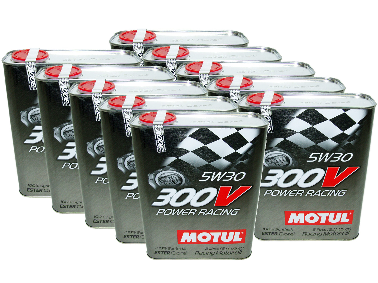 (20L=21.13 QT) MOTUL 300V 5W30 POWER RACING 100% SYNTHETIC ENGINE OIL
