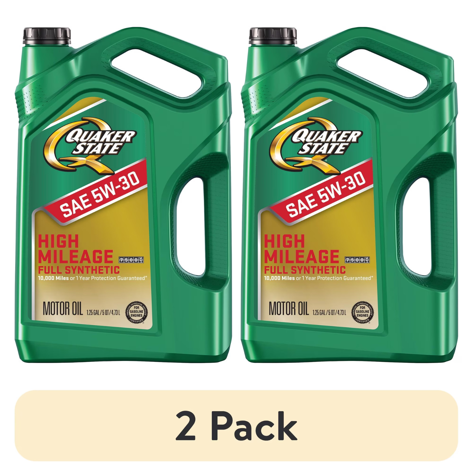 (2 pack) Quaker State Full Synthetic High Mileage 5W-30 Motor Oil, 5 Quart