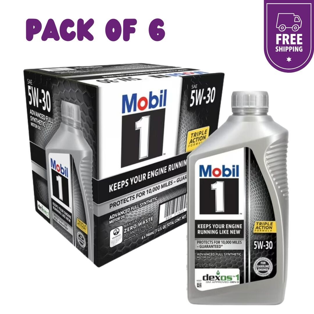 Mobil 1 Advanced Full Synthetic Motor Oil 5W-30, 6-pack of 1 quarts