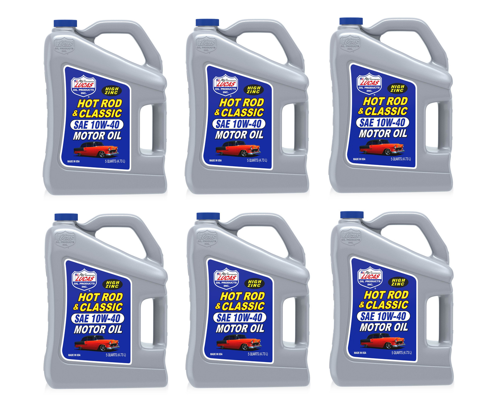 Lucas Oil Hot Rod & Classic Car SAE 10W-40 Motor Oil 5 Quart Jugs Set of 6 10683