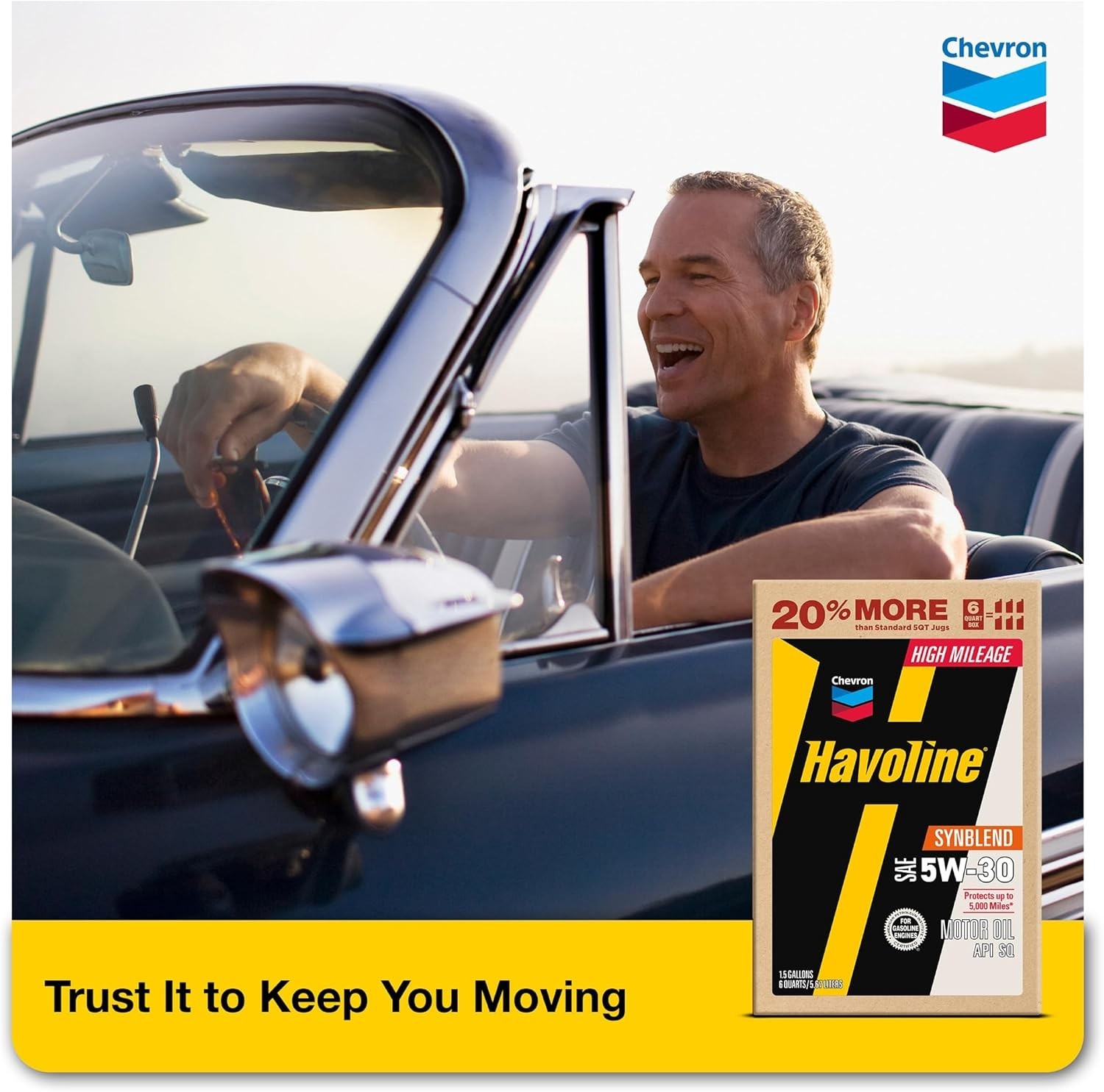 Chevron High Mileage 5W-30 Synthetic Oil for Turbocharged Engines – 192 oz Pouch