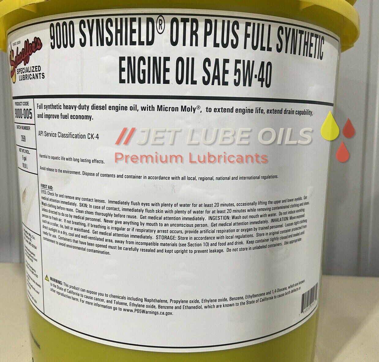 Schaeffer’s 5W-40 Full Synthetic 9000 OTR Plus Diesel Engine Oil 5 Gallon Bucket