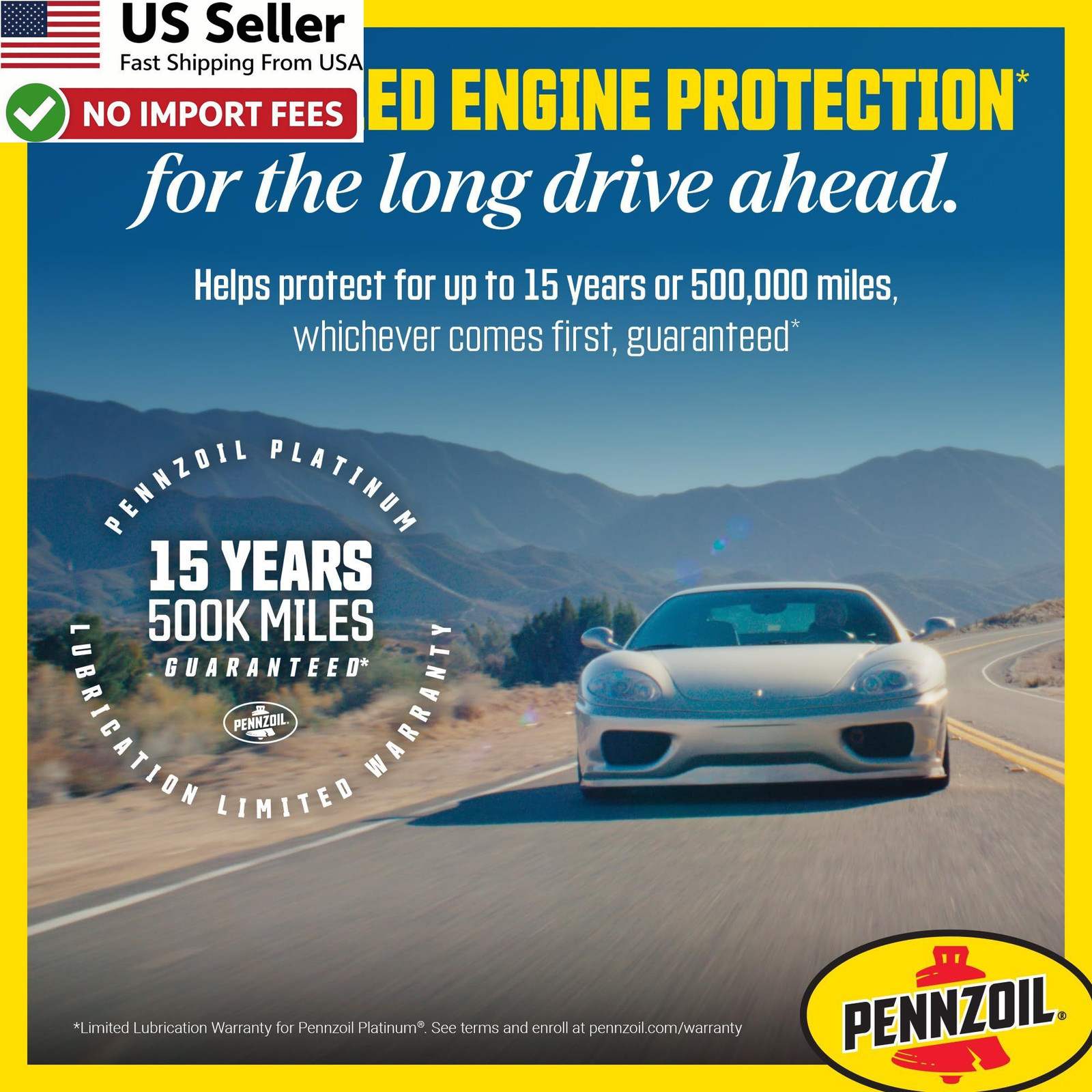 Pennzoil Platinum Full Synthetic 10W-30 Engine Motor Oil 1 Quart Case FROM USA