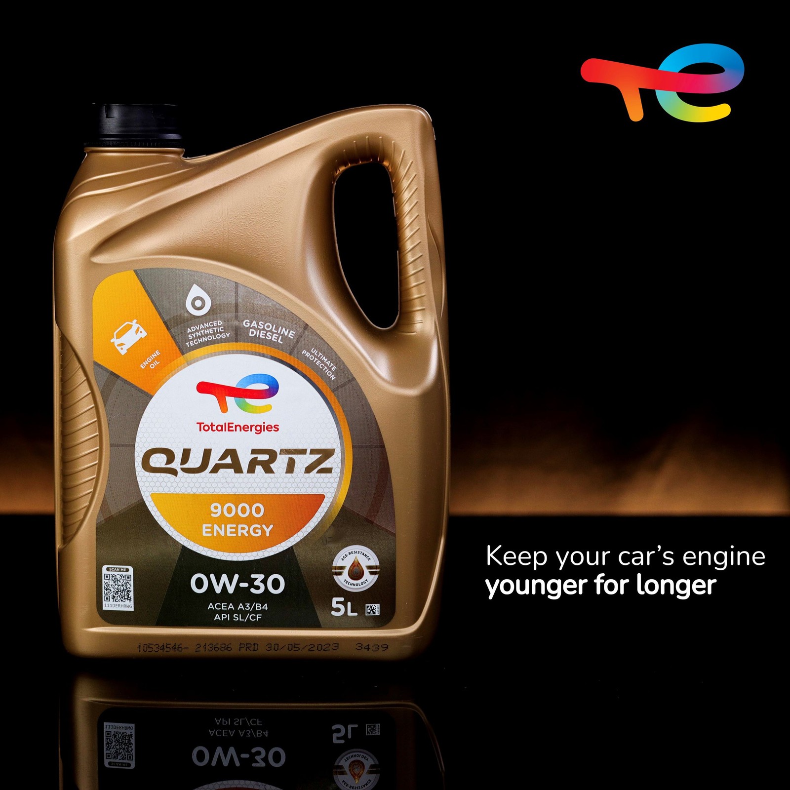 TotalEnergies Quartz 9000 Energy 0W-30 Premium Full Synthetic Motor Oil – 5