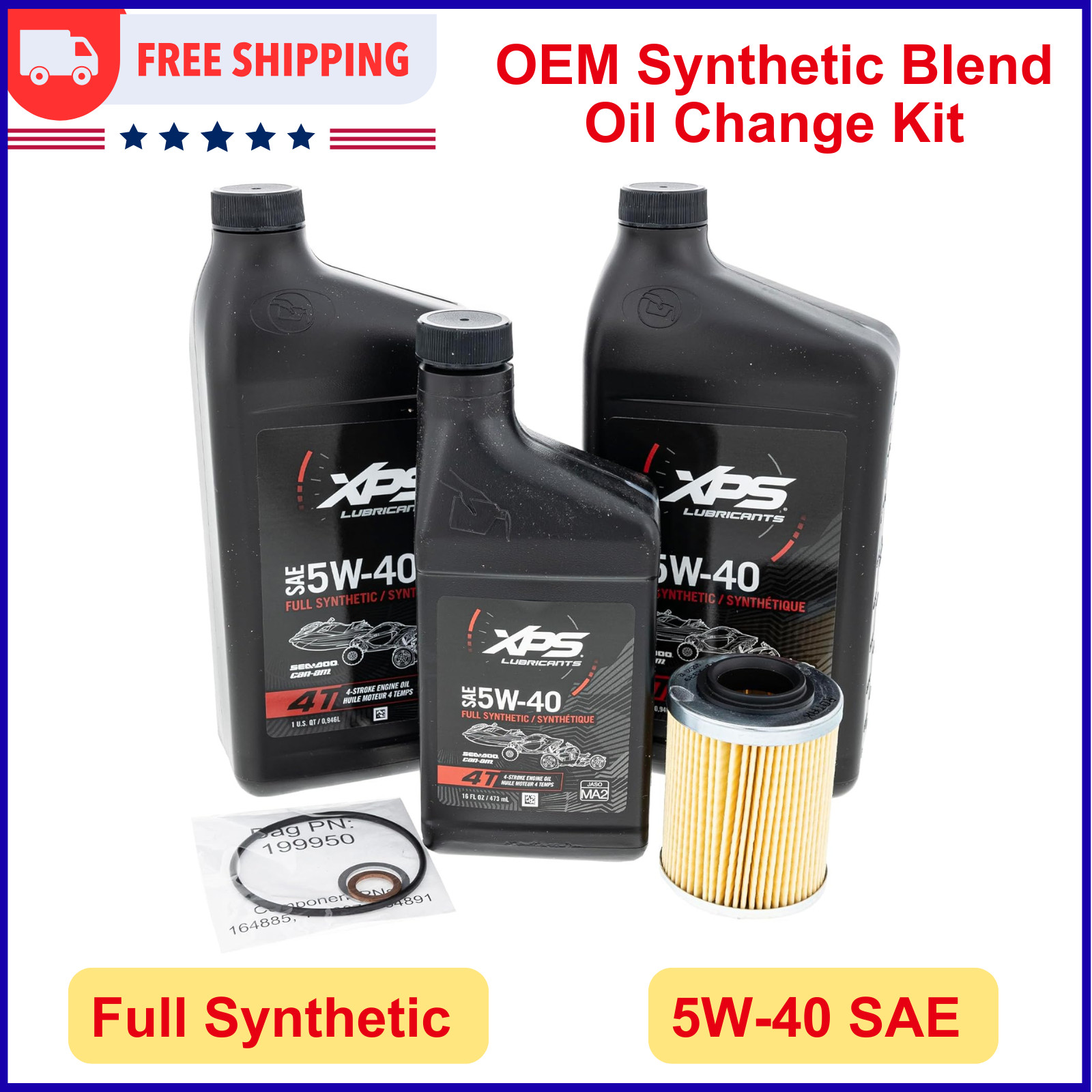 Can-Am New OEM Full Synthetic Blend Oil Change Kit 5W40 SAE, 500 CC, 9779488