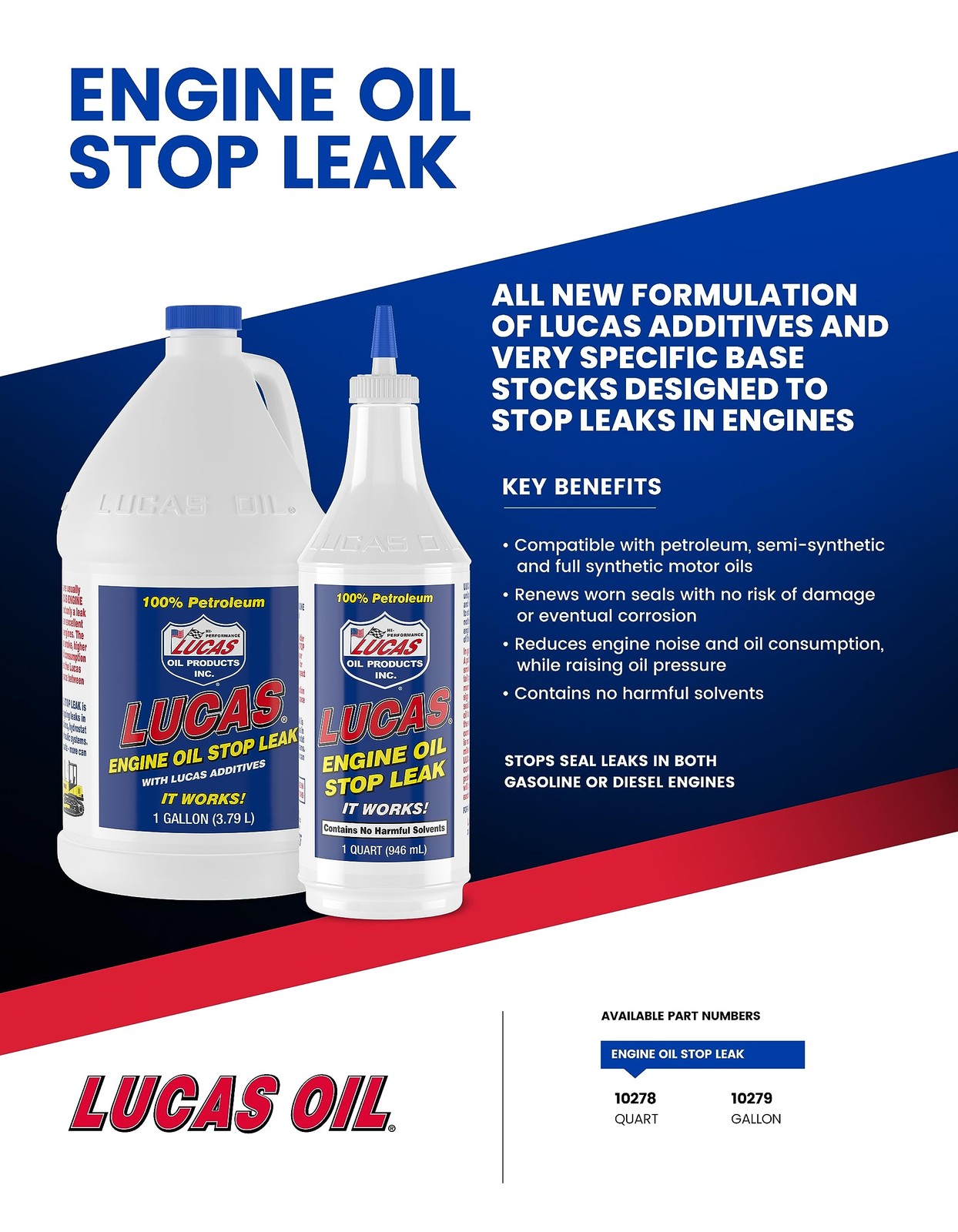 Lucas Oil 10278 Engine Stop Leak – 1 Quart 1 quart, 1 Pack