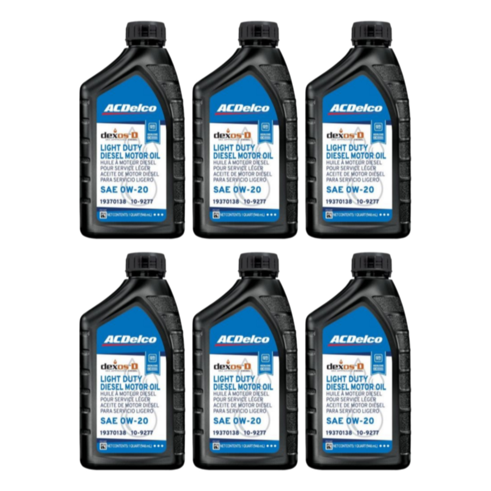 (x6) ACDelco 0W-20 dexosD Diesel Motor Oil 10-9277, 19370138 – 3.0L LM2 Duramax