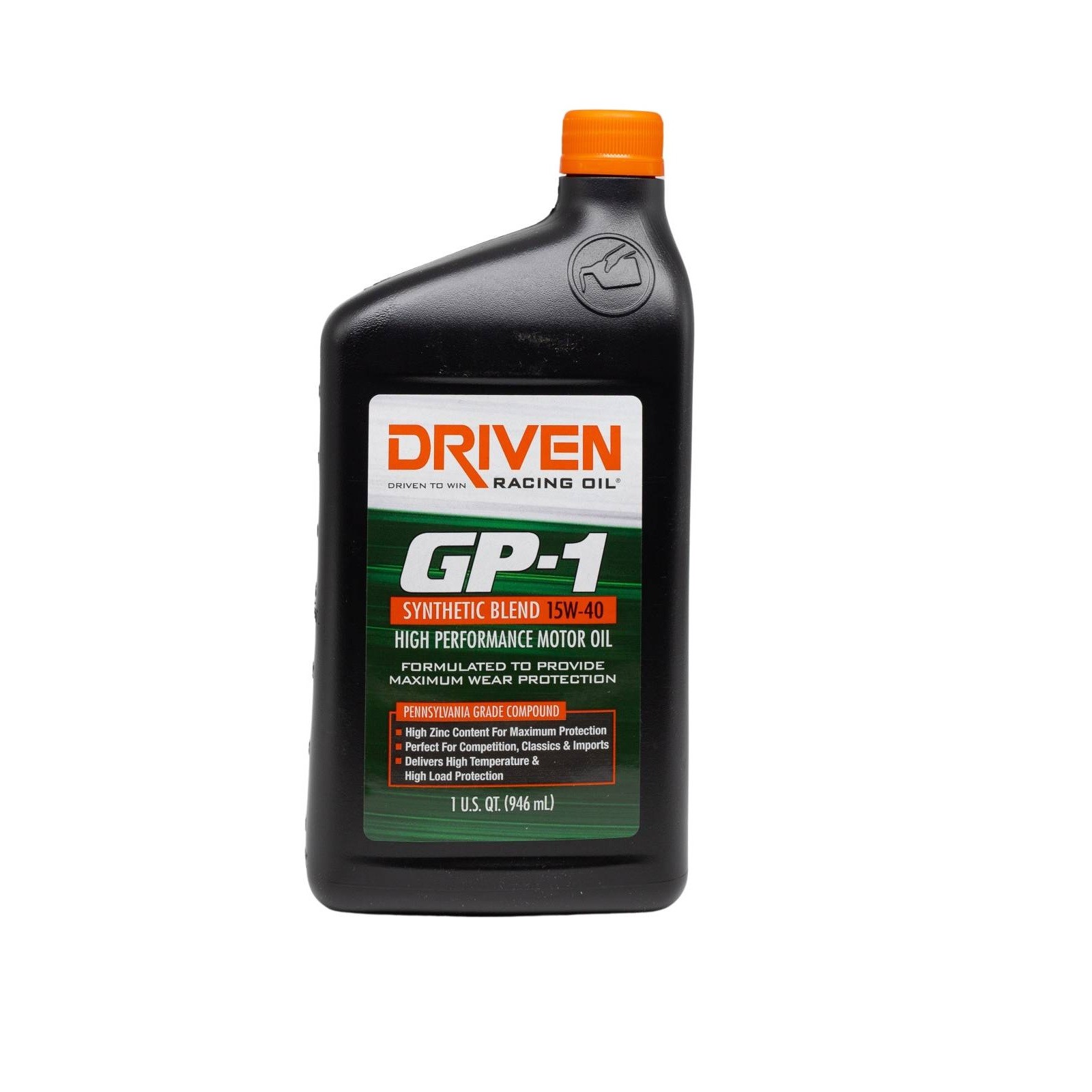Driven Racing Oil GP-1 15W-40 Synthetic Blend Motor Oil 1 Qt Bottle Pack of 12