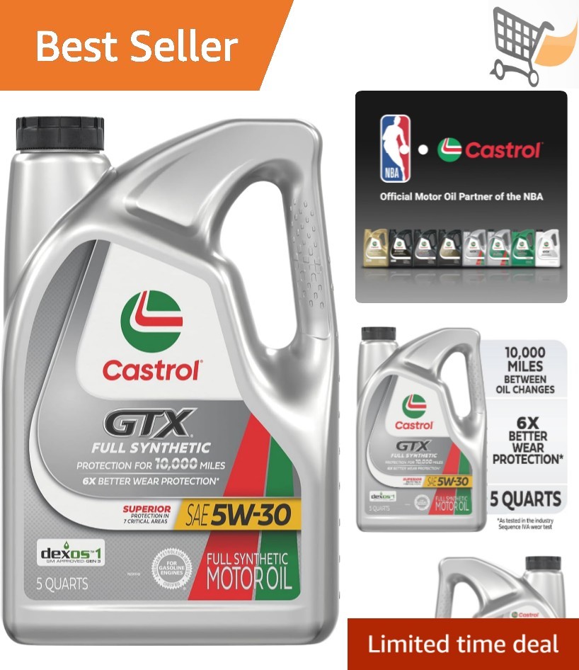 Full Synthetic Motor Oil 5W-30 5 Quarts Car Truck Engine Protection