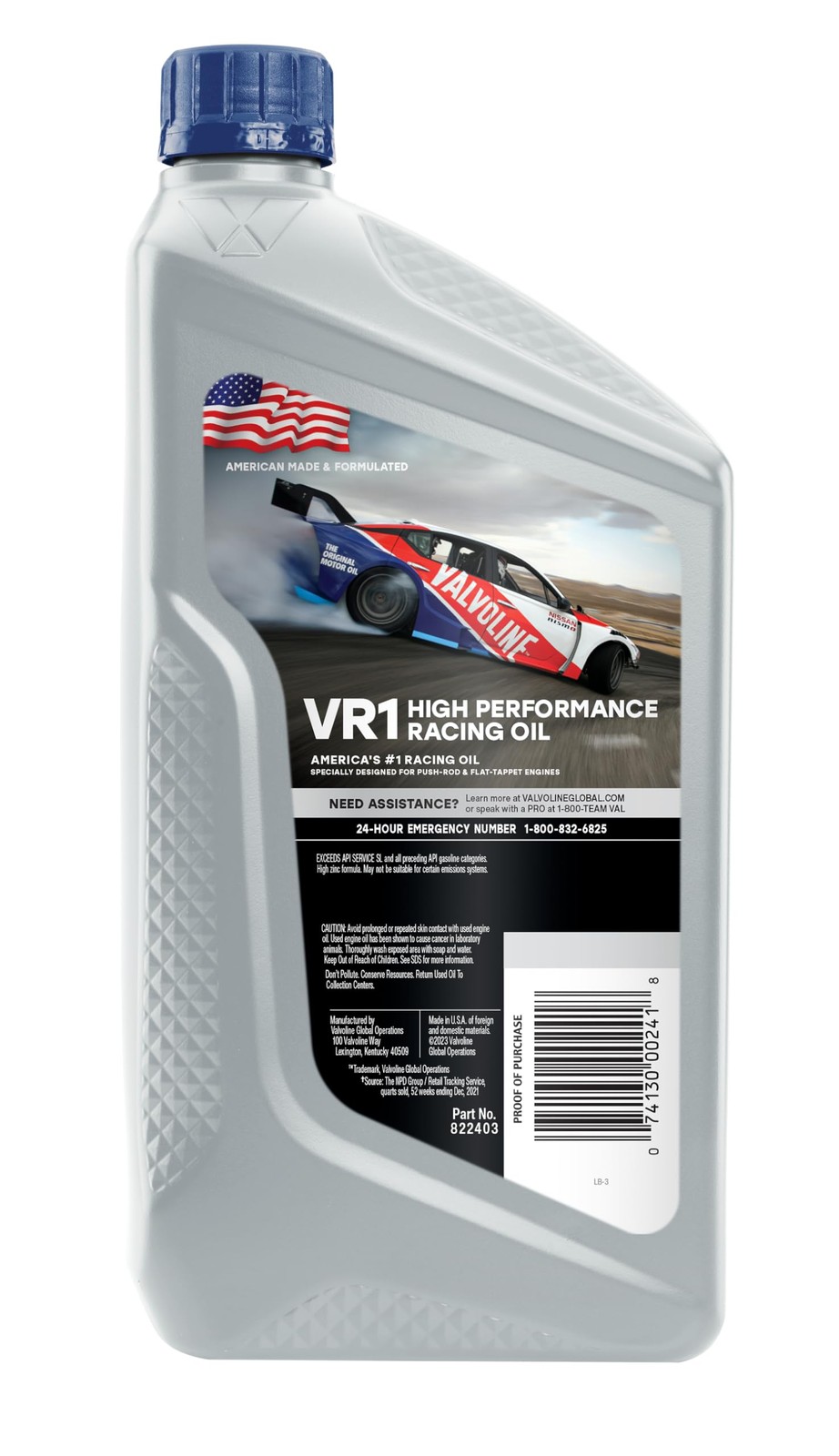 Valvoline VR1 Racing SAE 50 Motor Oil 1 QT 1 QT, Gold