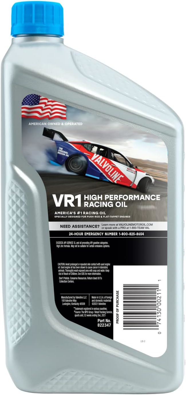 Valvoline VR1 Racing SAE 20W-50 High Performance Zinc Motor Oil 1 QT Case of 6