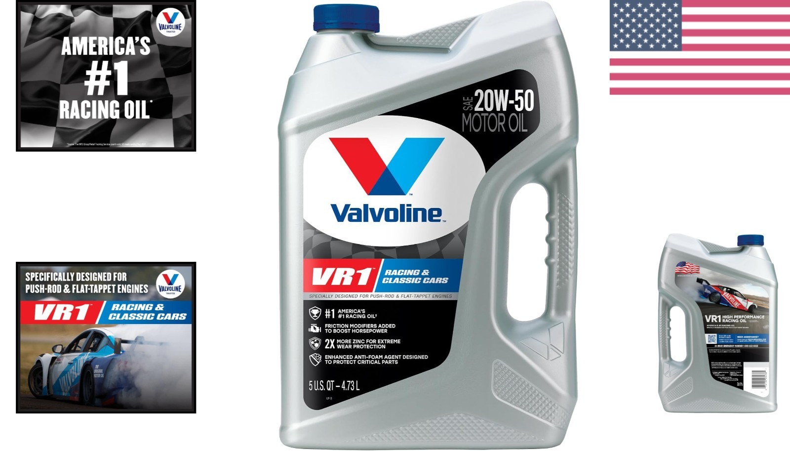 High-Performance VR1 Racing Motor Oil 20W-50 – 5 QT Bottle for Cars & Trucks
