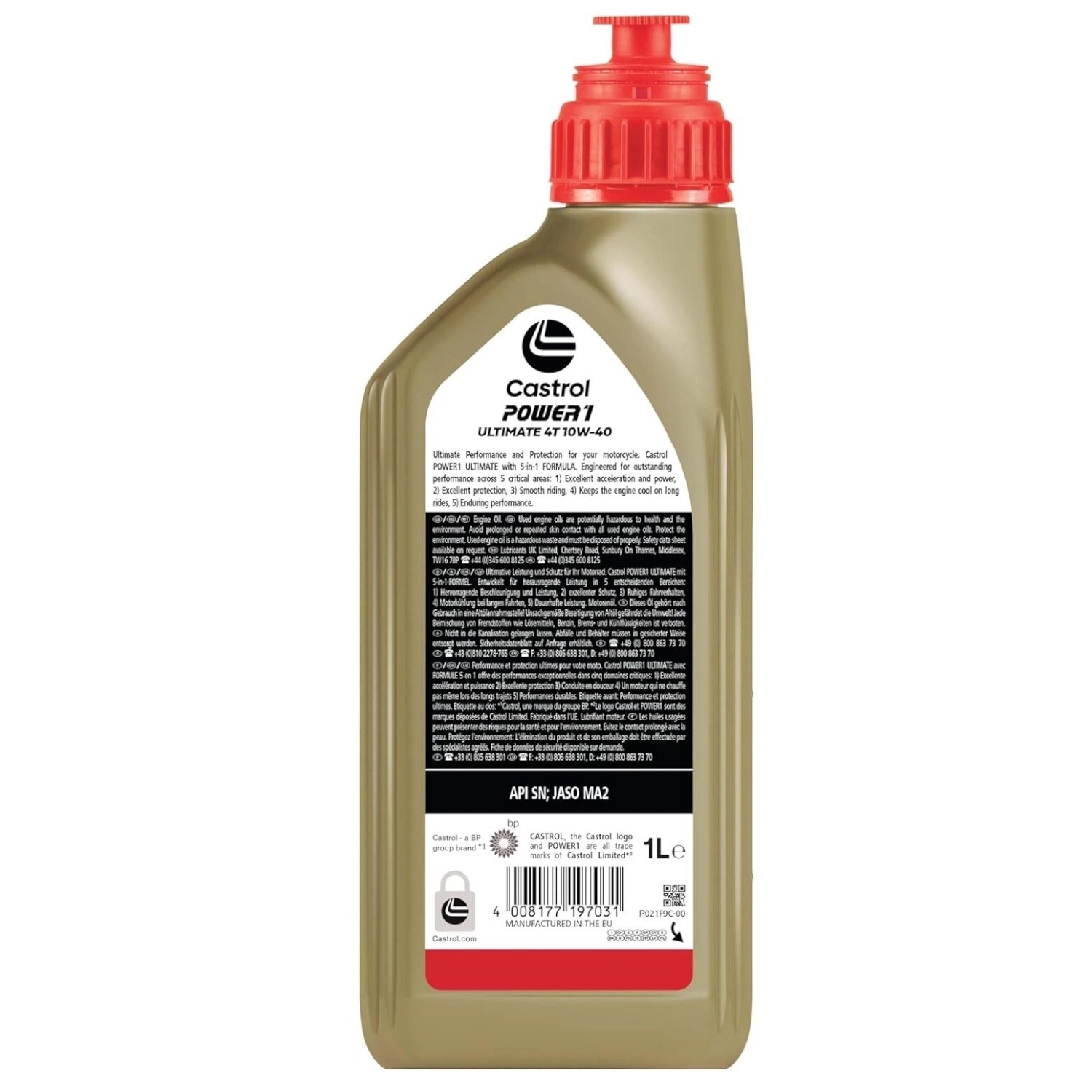 Castrol Power 1 Ultimate SAE 10W40 4 Stroke Motorcycle Scooter Quad Engine Oil 4 Litre