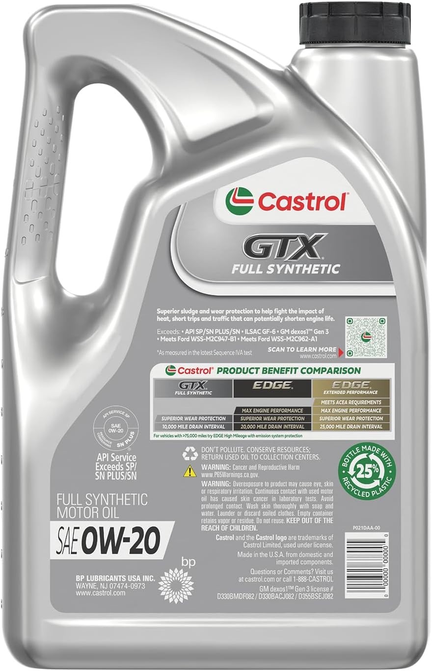 Universal Fit 5 Quarts Full Synthetic Motor Oil 0W-20 for Ultimate Engine Care