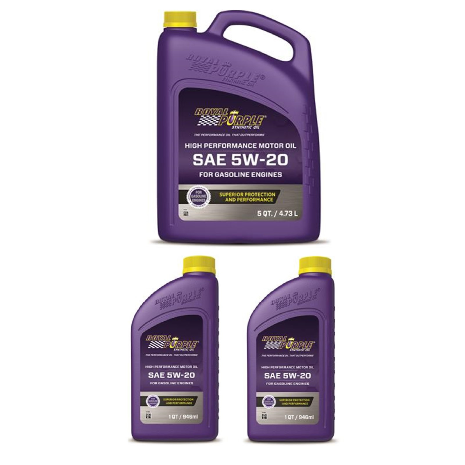 Royal Purple Multi-Grade SAE 5W-20 Performance Motor Oil 5 Qt Jug & 2 Qt Bottles