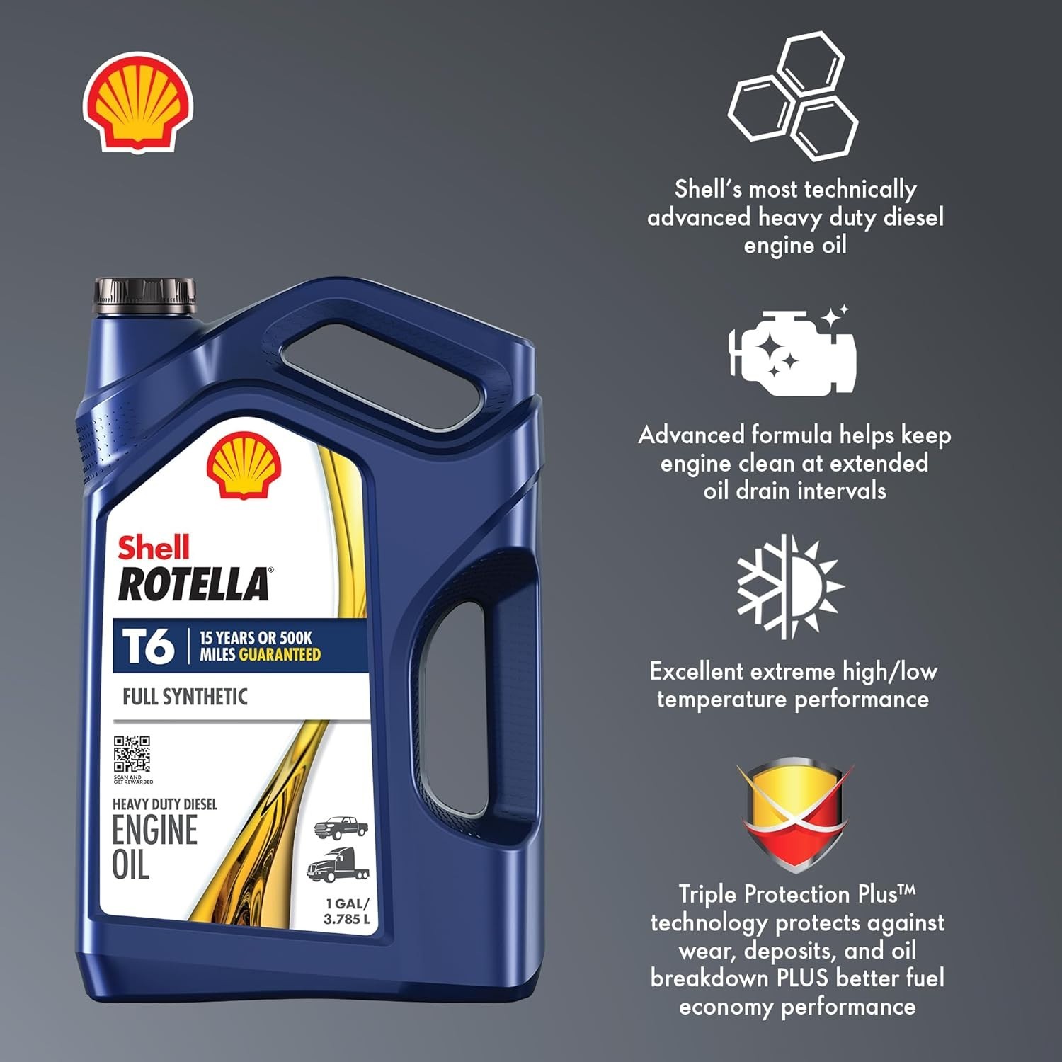 T6 Full Synthetic 15W-40 Diesel Engine Oil, 1 Gallon
