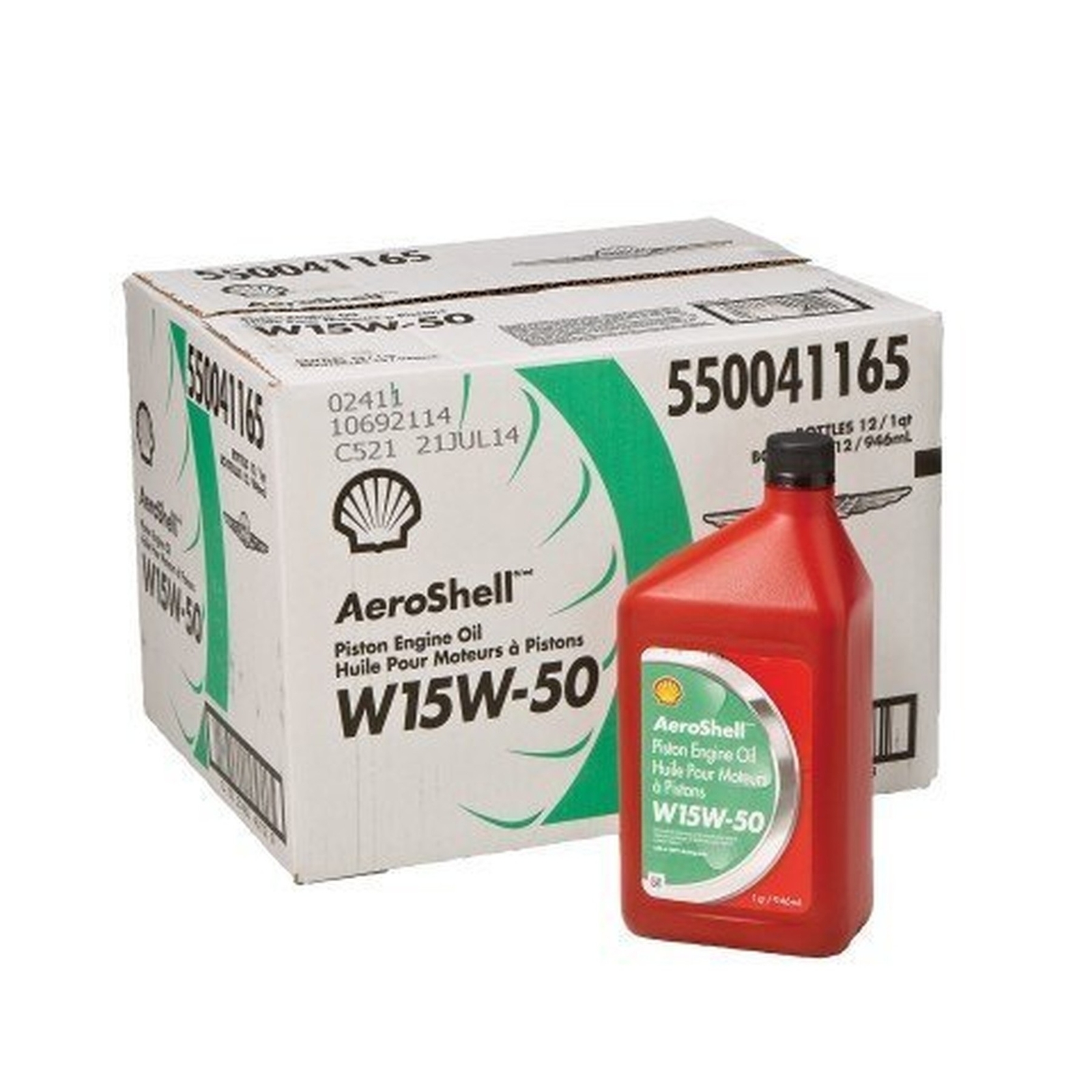 Aeroshell SHAEW155-12 15W50 Shell Aviation Oil, 1 Quart, 12 Pack