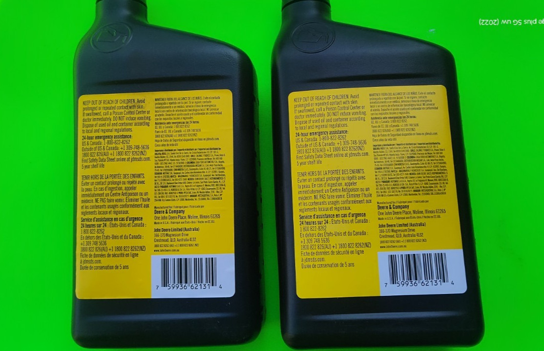 John Deere Turf-Gard SAE 10W-30 Oil TY22029 – TWO Quarts