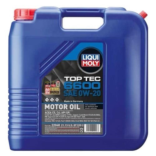 Liqui Moly® 22048 – Top Tec™ 6600 SAE 0W-20 Full Synthetic Motor Oil, 20 Liters