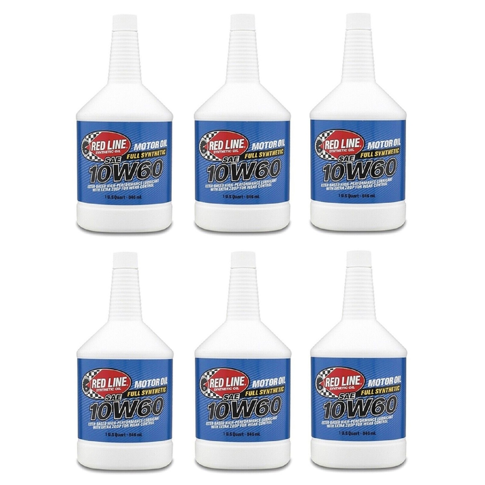 Red Line Oil 11704 Set of 6 Full Synthetic 10W60 Motor Oil Bottles, 1 Quart