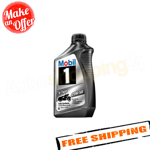 Mobil 1 112630 V-Twin 20W-50 Motorcycle Oil, 1 Quart – Single