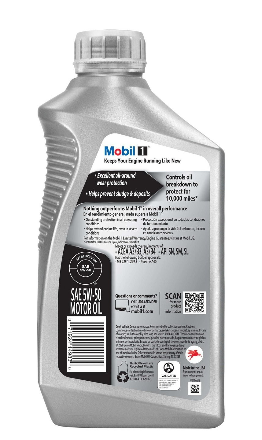 5 PACK- MOBIL 122075 Full Synthetic X2 5W-50; Mobil 1 European Car Formula