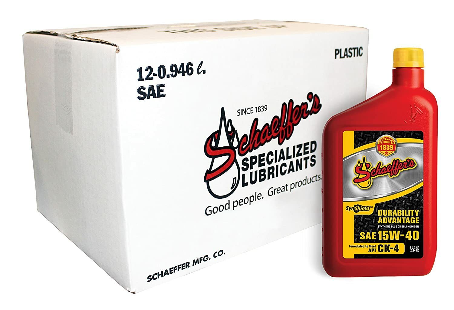Schaeffers 0700CK4 SynShield Durability Advantage 15W-40 Diesel Engine Oil- 12QT