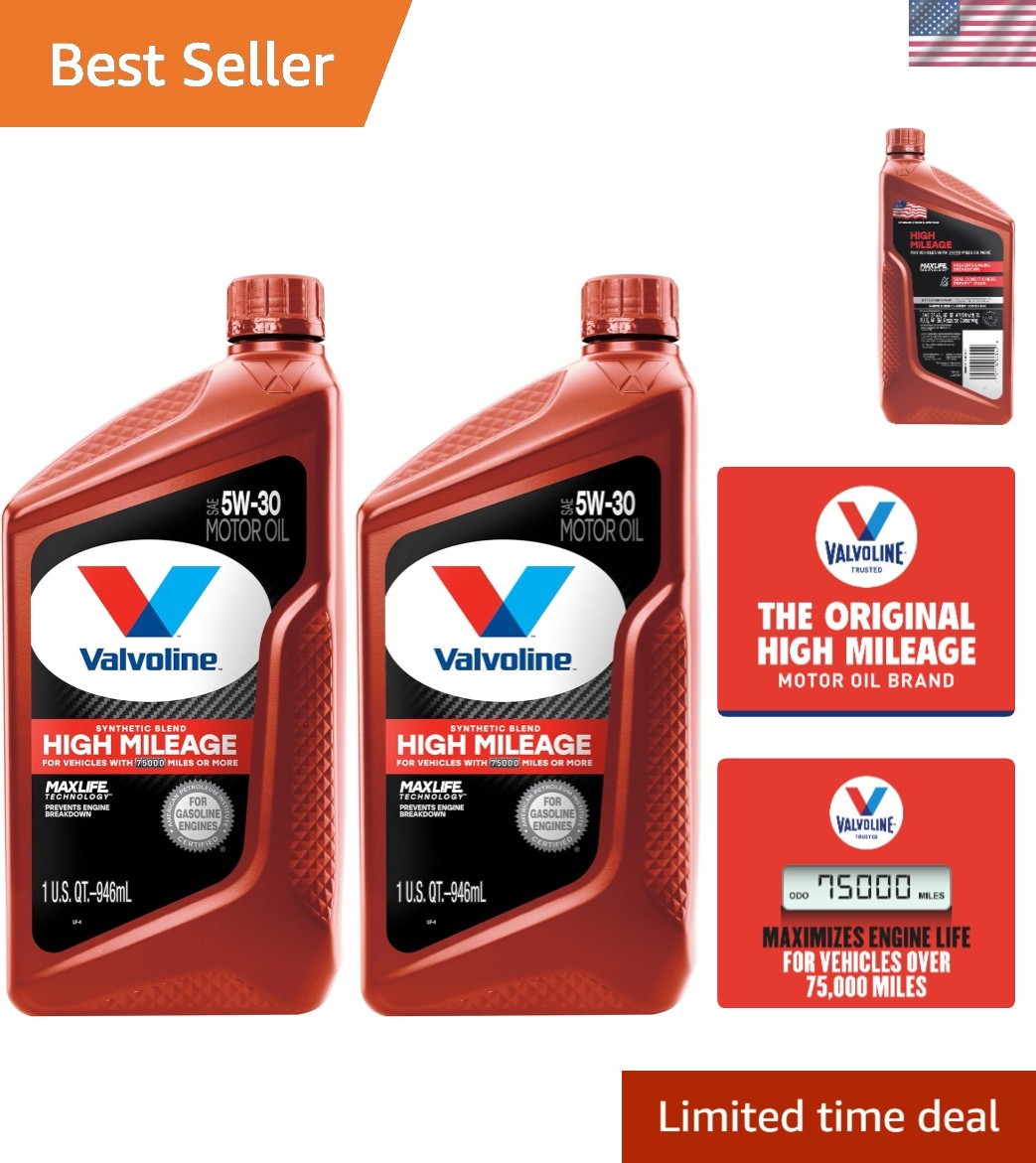 2-Pack 5W-30 High Mileage Motor Oil | MaxLife Technology for Optimal Performance