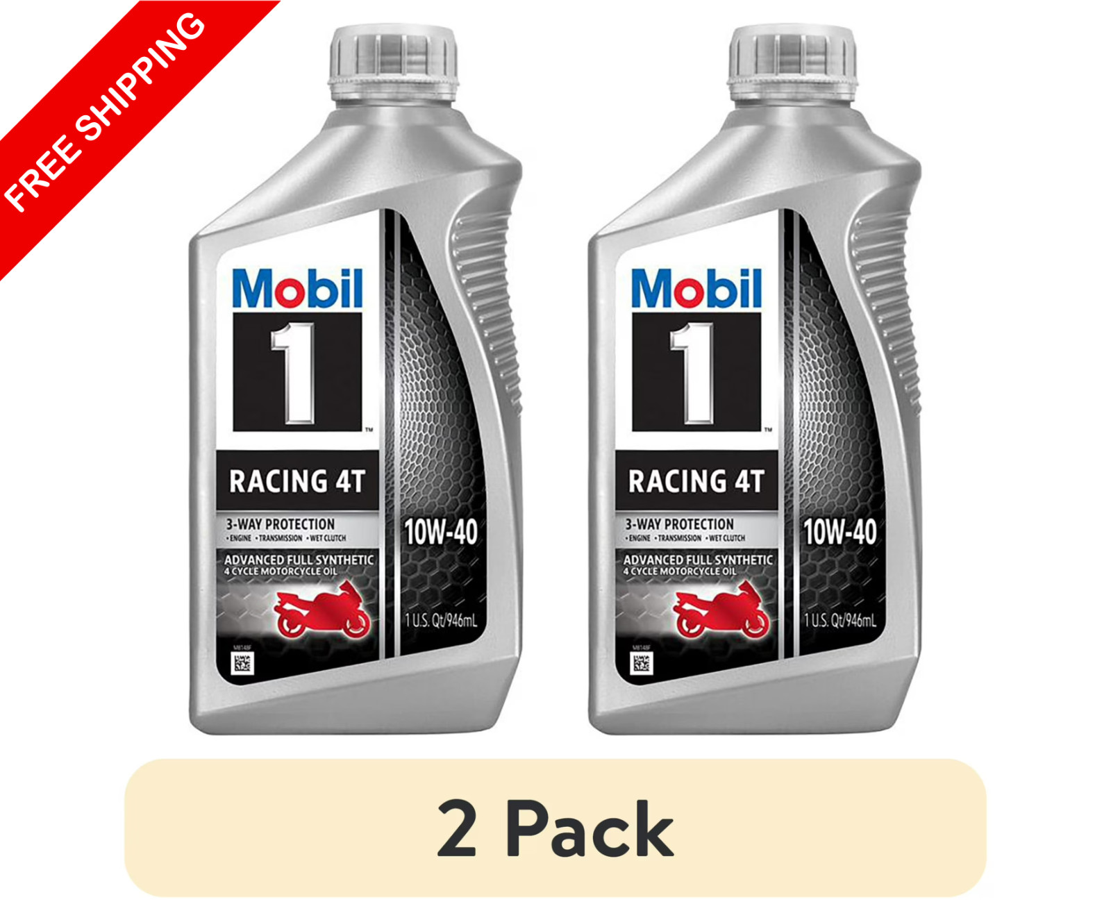Mobil 1 Racing 4T Full Synthetic Motorcycle Oil 10W-40, 1 Quart – Free Shipping