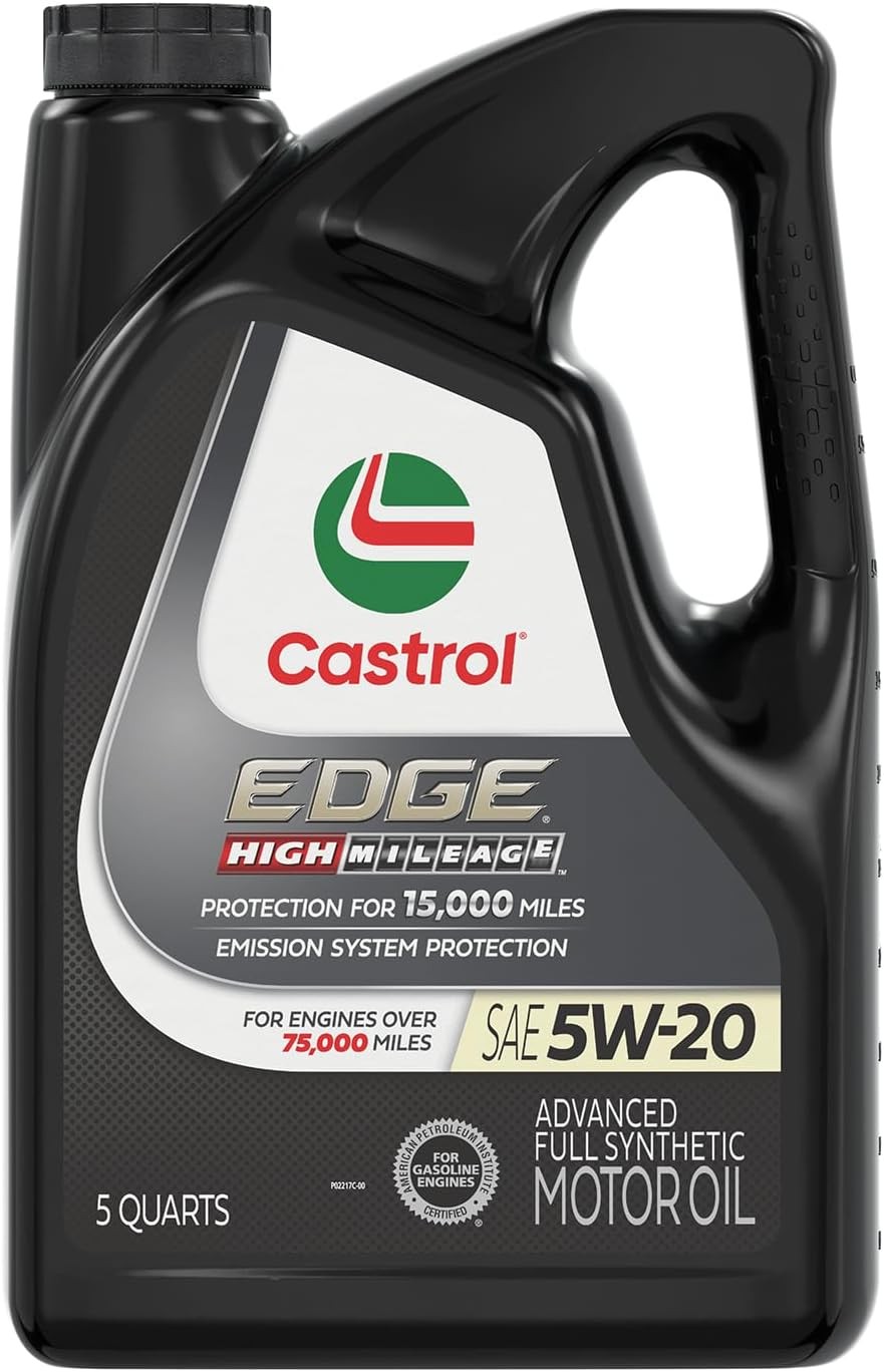 Castrol Edge High Mileage 5W-20 Advanced Full Synthetic Motor Oil, 5 Quarts