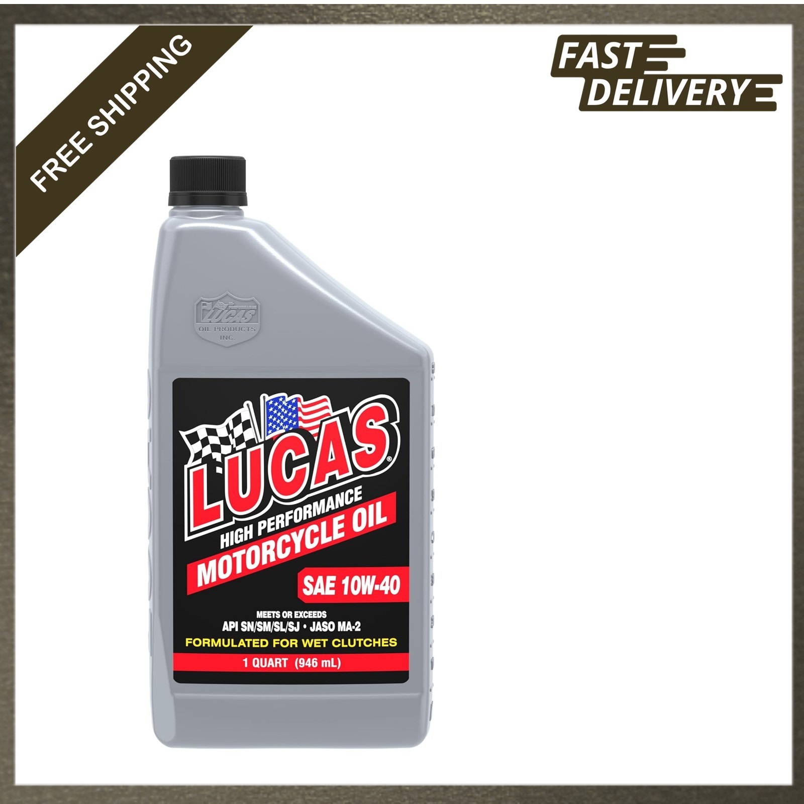 Motorcycle Oil Lucas Oil 10767 High Performance SAE 10W 40 Conventional 1 Quart