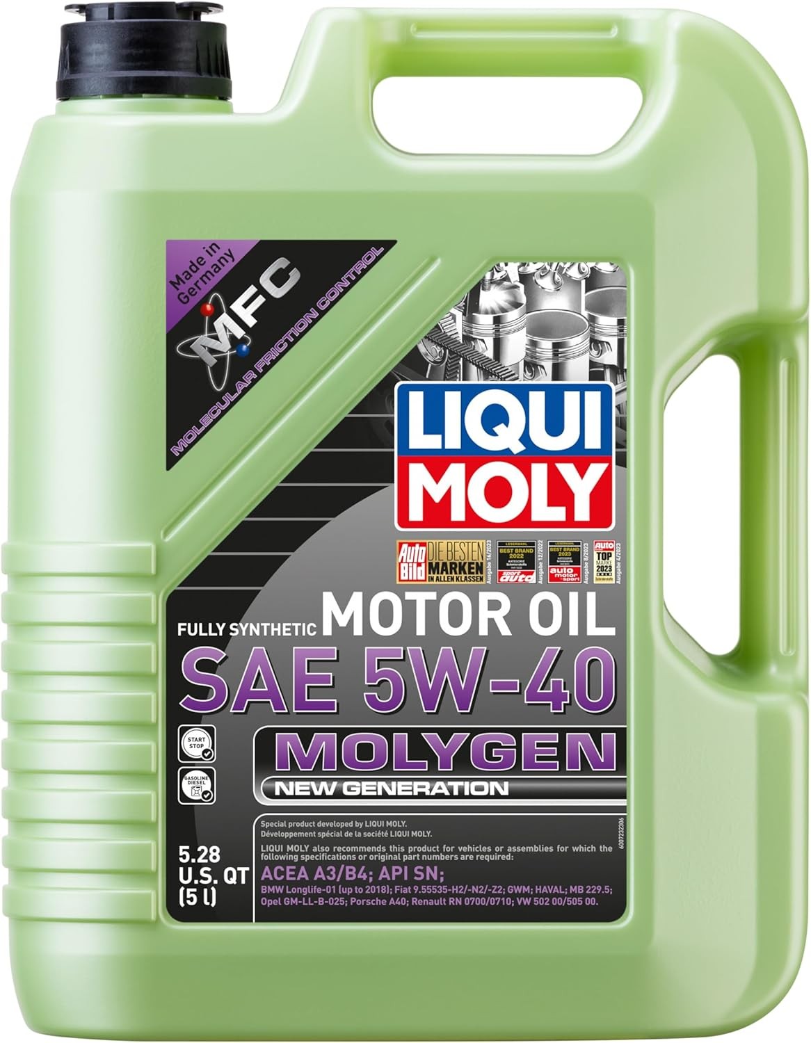 LIQUI MOLY Molygen New Generation 5W40 | 5 L | Fully synthetic engine oil,1 Pack