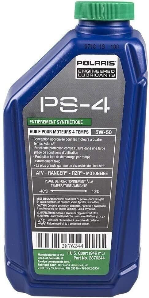Polaris Engineered PS-4 Synthetic 4-Cycle Engine Oil, 1 Quart (Pack of 2)
