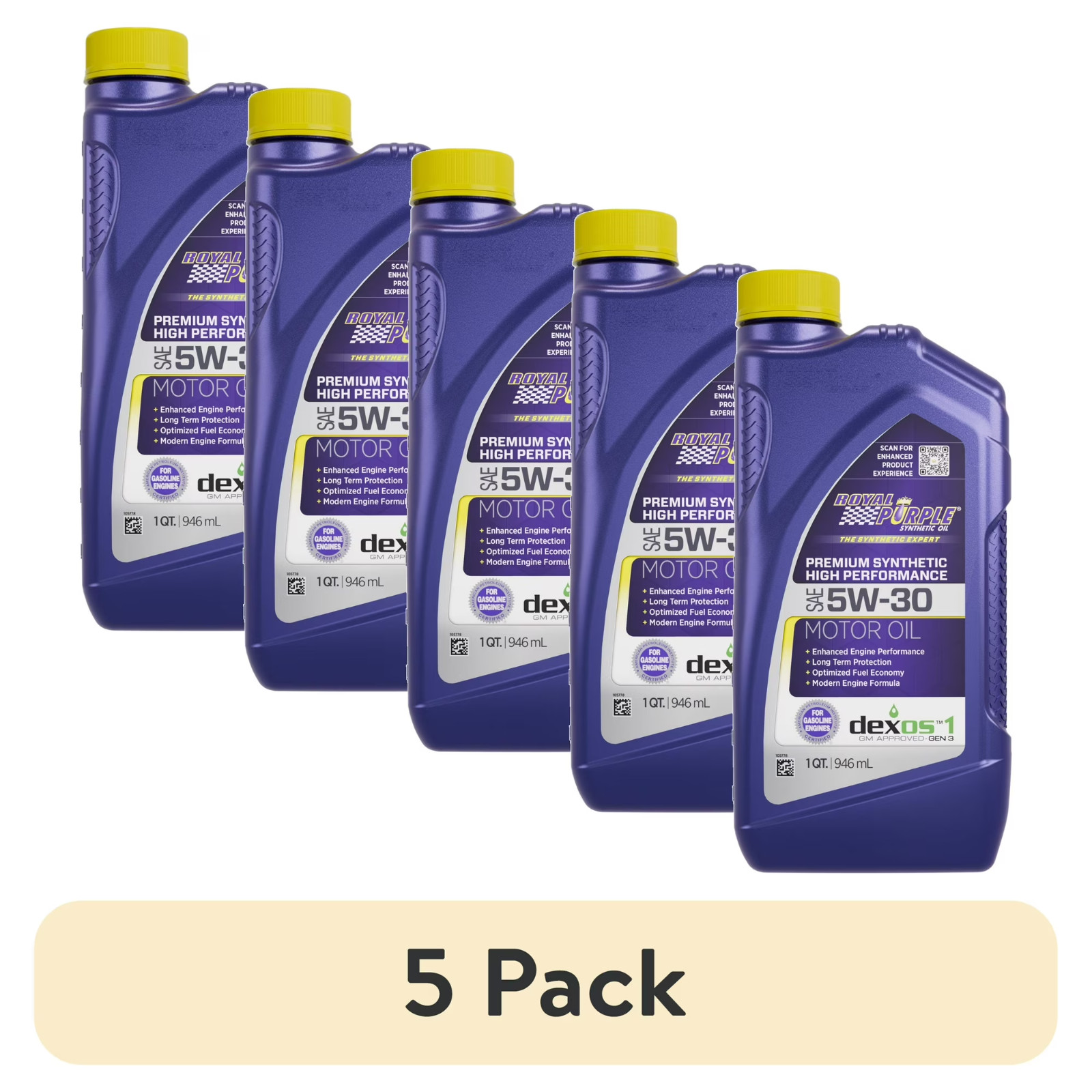 (5 pack) Royal Purple High Performance Motor Oil 5W-30 Premium Synthetic Motor O