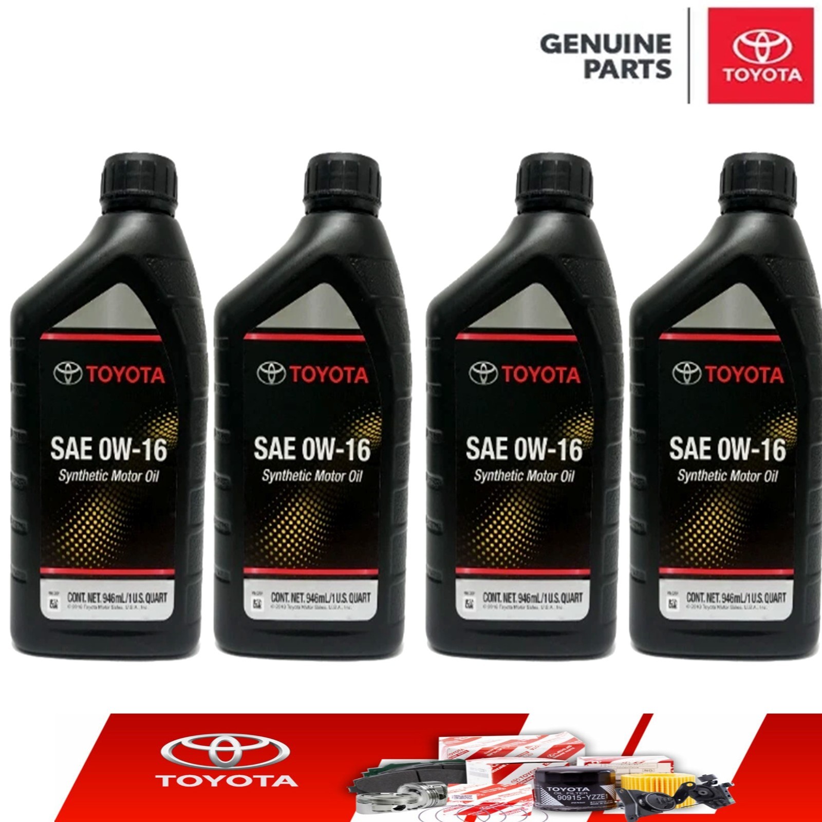 4 Quarts Genuine Toyota 0W-16 Synthetic Motor Oil Toyota OEM 00279-16QTE-01