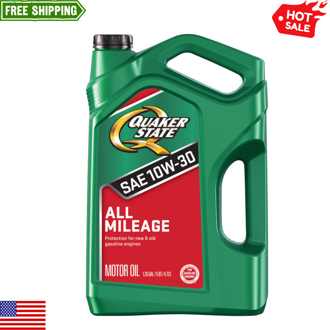 Quaker State All Mileage 10W-30 Motor Oil, 5 Quart