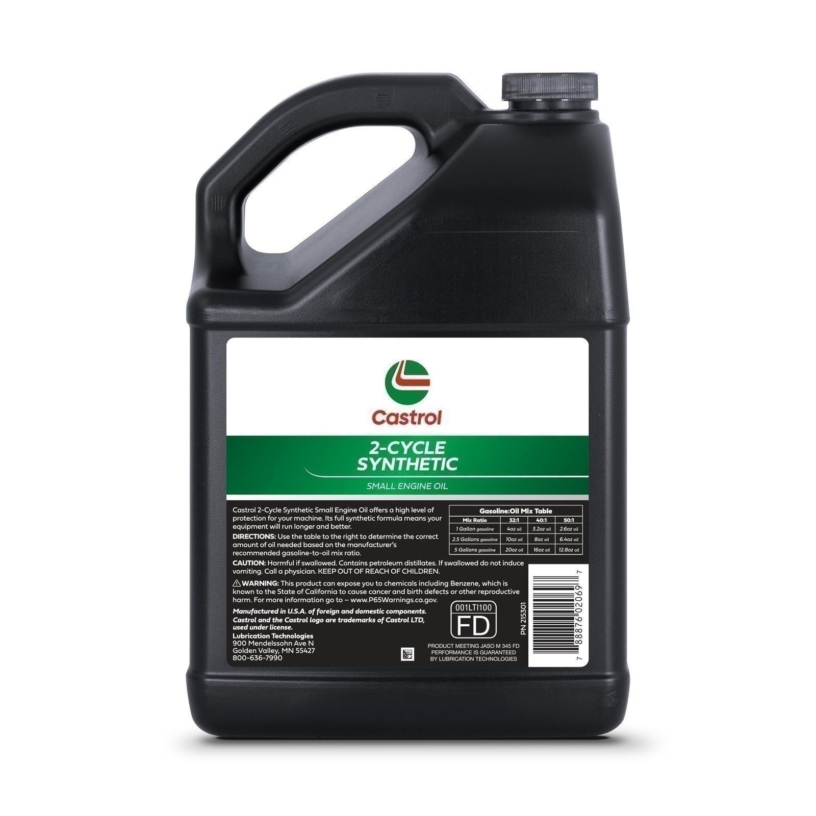 Castrol 2 Cycle Full Synthetic Oil – Small Eng Formula – 50:1 Mix Ratio – 4 Pack
