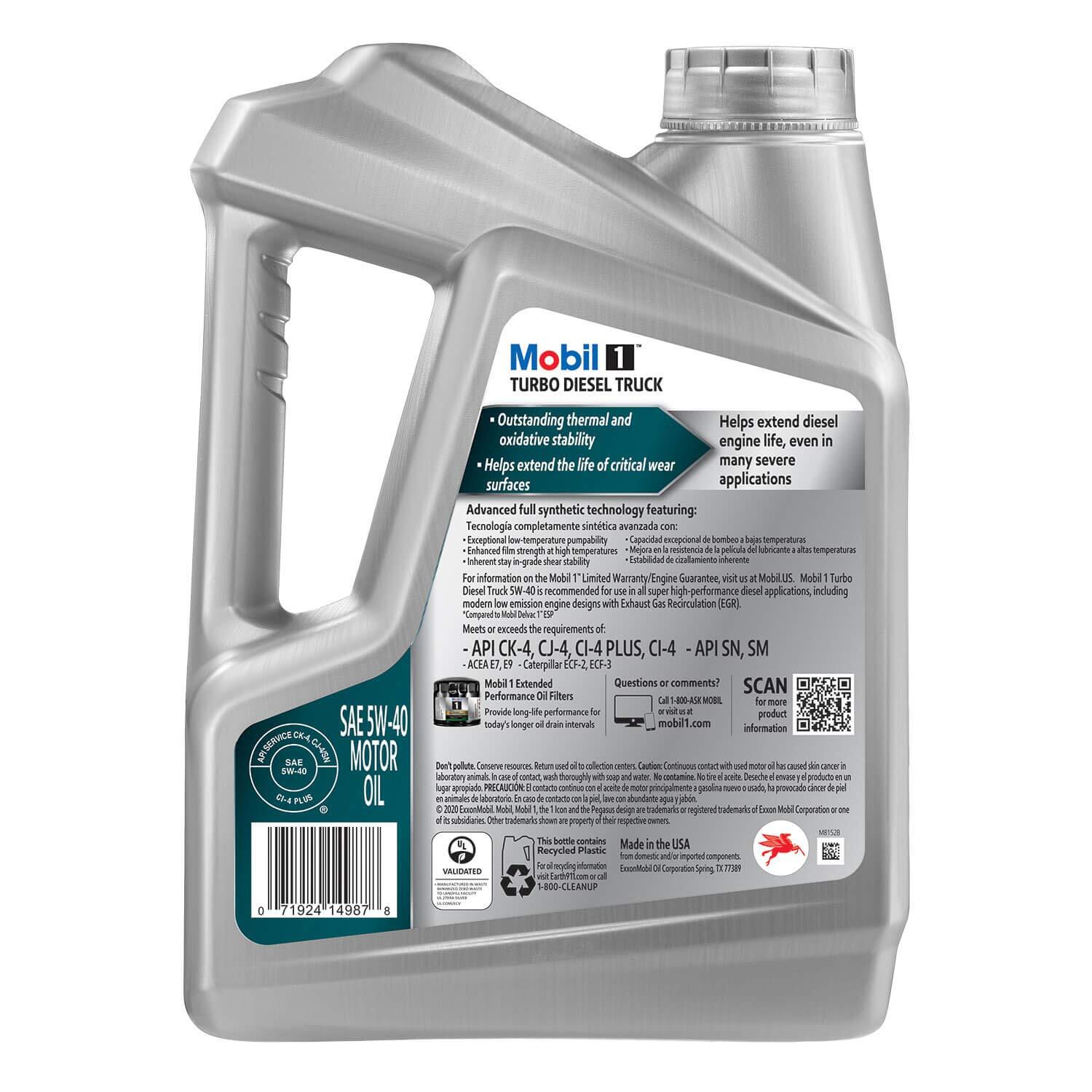 Mobil 1 Full Synthetic Turbo Diesel Motor Oil 5W-40 1 Gallon
