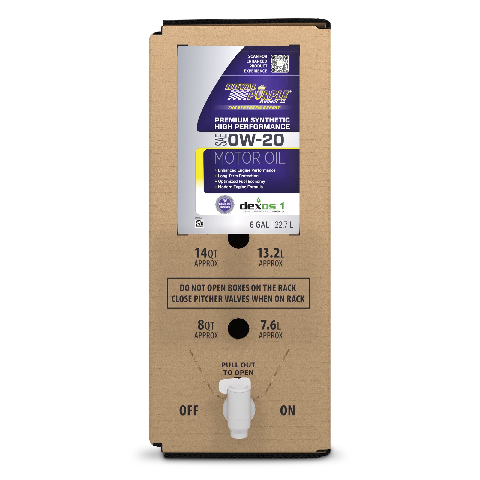 Royal Purple 60020 Multi-Grade Motor Oil 0W20 Sae 6 Gal Box Dexos