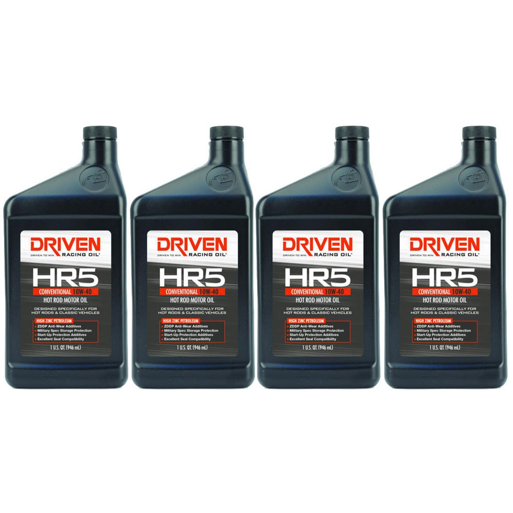 Driven Racing Oil 03806, HR5 Hot Rod Oil, Conventional 10W-40, 4 Quarts