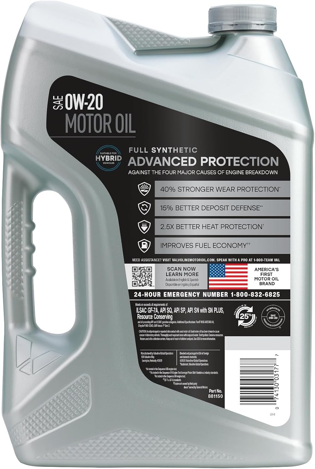Advanced Full Synthetic SAE 0W-20 Motor Oil 5 QT
