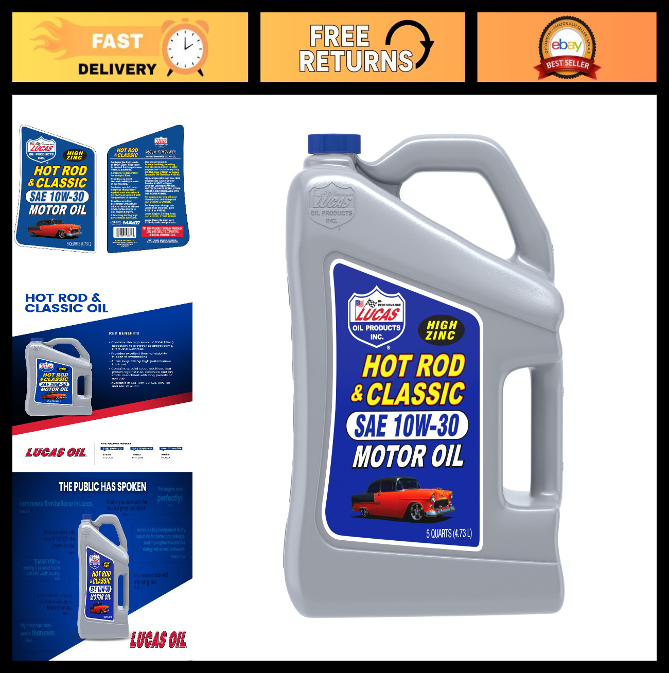 High-Performance 10W-30 Motor Oil for Hot Rods & Classic Cars – 5 Quart
