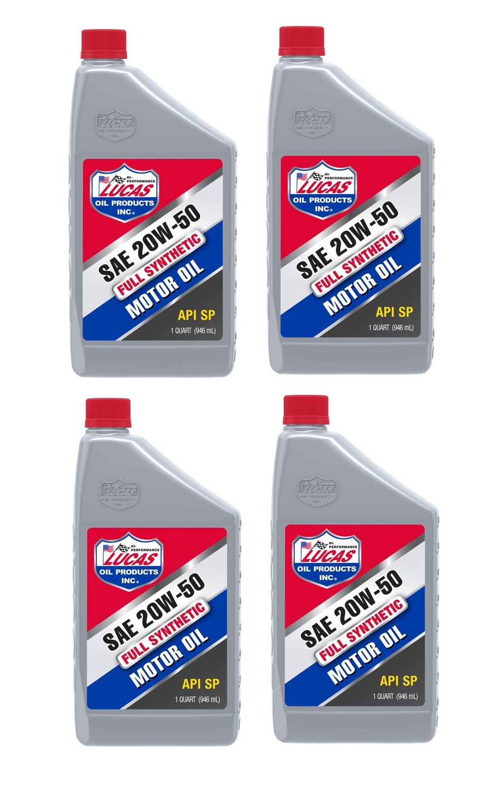 Lucas Oil 10054 Set of 4 Synthetic SAE 20W-50 Motor Oil 1 Quart Bottles -1 qt.