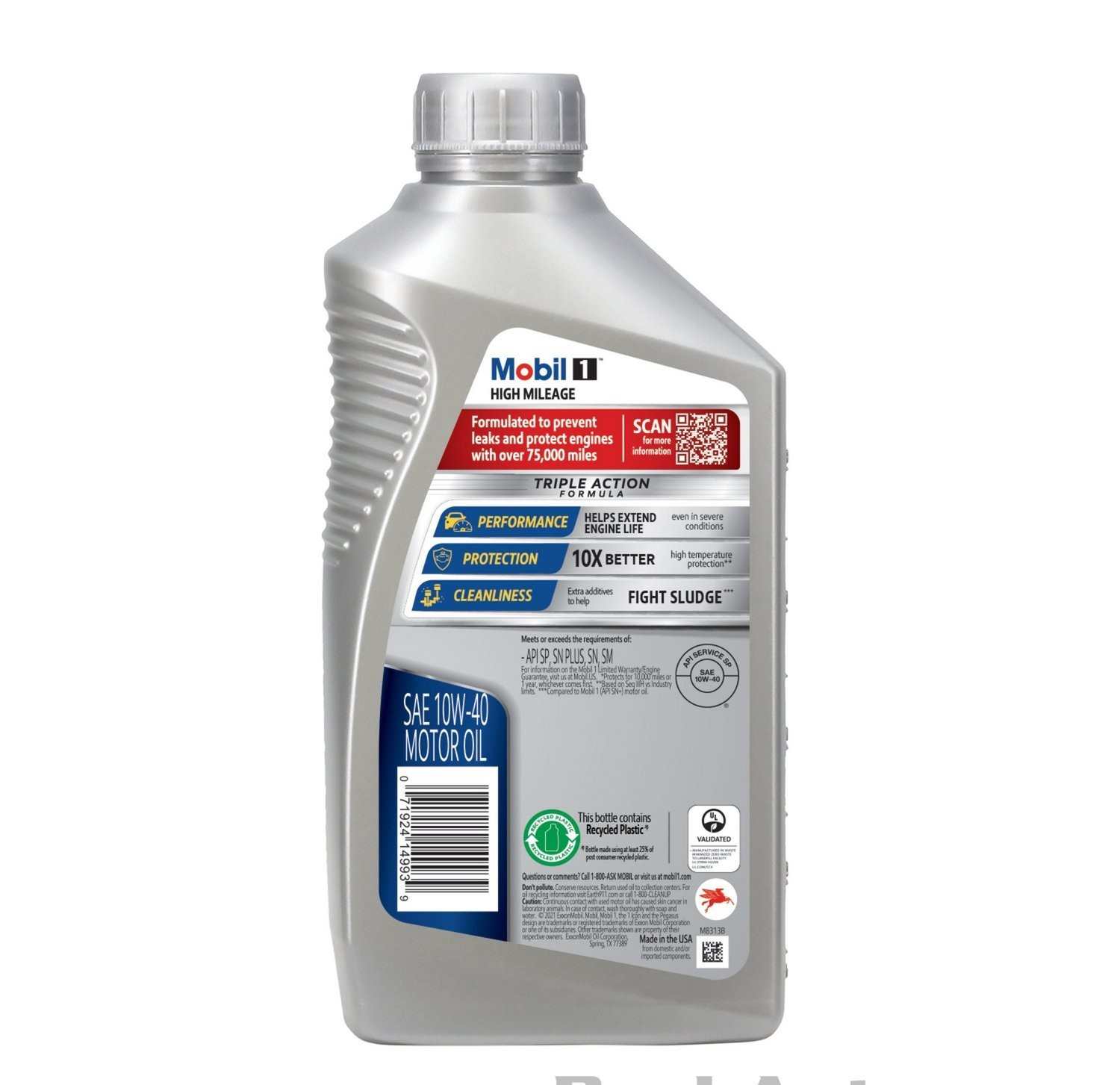 5 PACK- MOBIL 103536 High Mileage 10W-40; Mobil 1 High Mileage; 10W-40; 1 Quart